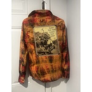 Angry Minnow Orange Red Splatter Flannel Love Her But Leave Her Wild S Mens
